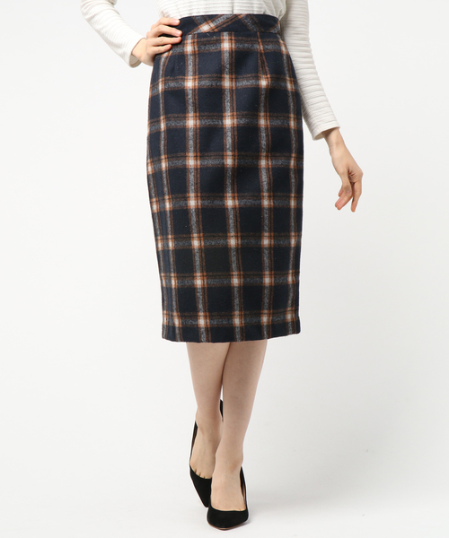 N.（N. Natural Beauty Basic）（エヌエヌナチュラルビューティーベーシック）の「チェックタイトスカート（スカート・レディース・グレー系その他/ダークネイビー・MEDIUM/SMALL）」の11枚目の写真