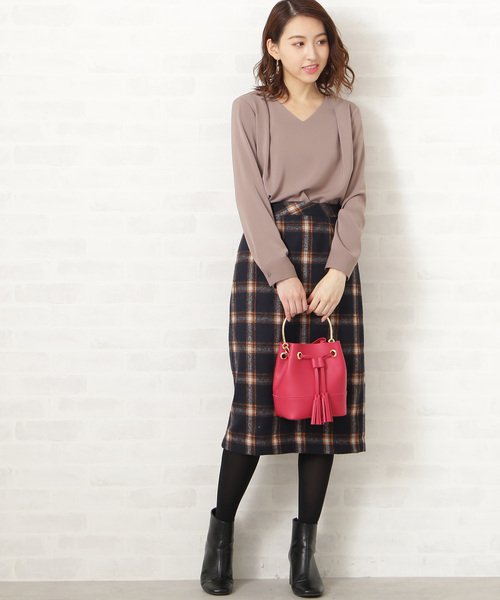 N.（N. Natural Beauty Basic）（エヌエヌナチュラルビューティーベーシック）の「チェックタイトスカート（スカート・レディース・グレー系その他/ダークネイビー・MEDIUM/SMALL）」の12枚目の写真