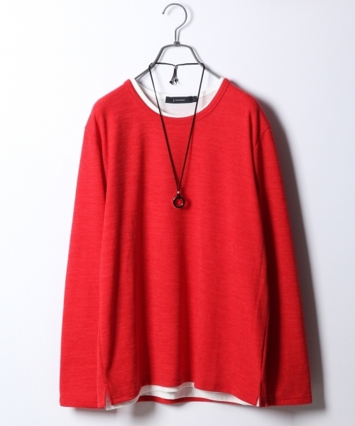 RAGEBLUE（レイジブルー）の「レイヤードニットソー/781427（ニット/セーター・メンズ・ブラック/グレー/オレンジ/ブルー/ワインレッド・SMALL/MEDIUM/LARGE）」の5枚目の写真