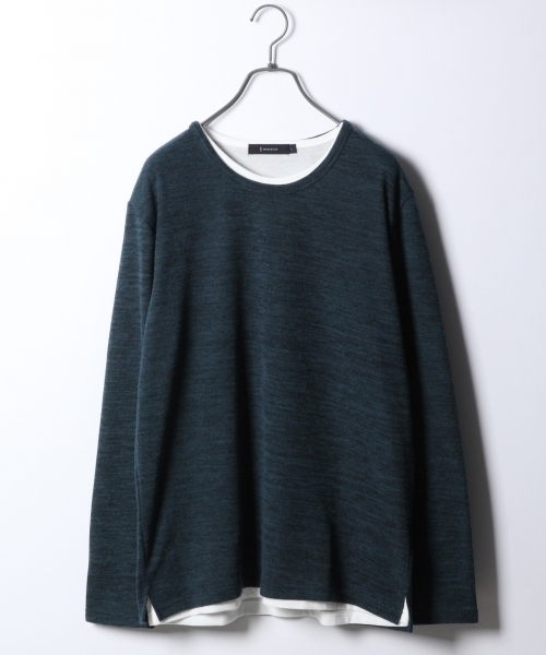 RAGEBLUE（レイジブルー）の「レイヤードニットソー/781427（ニット/セーター・メンズ・ブラック/グレー/オレンジ/ブルー/ワインレッド・SMALL/MEDIUM/LARGE）」の3枚目の写真