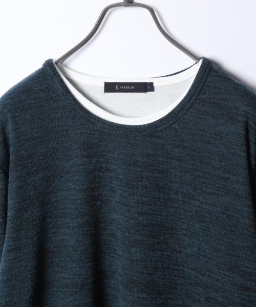 RAGEBLUE（レイジブルー）の「レイヤードニットソー/781427（ニット/セーター・メンズ・ブラック/グレー/オレンジ/ブルー/ワインレッド・SMALL/MEDIUM/LARGE）」の7枚目の写真