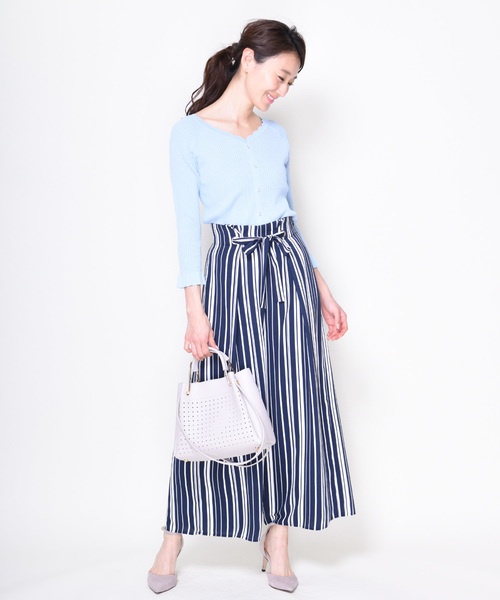 12Twelve Agenda(トゥエルブ アジェンダ)の「ランダムストライプワイドパンツ(その他パンツ・レディース・オフホワイト/ネイビー/ベージュ・M)」の12枚目の写真