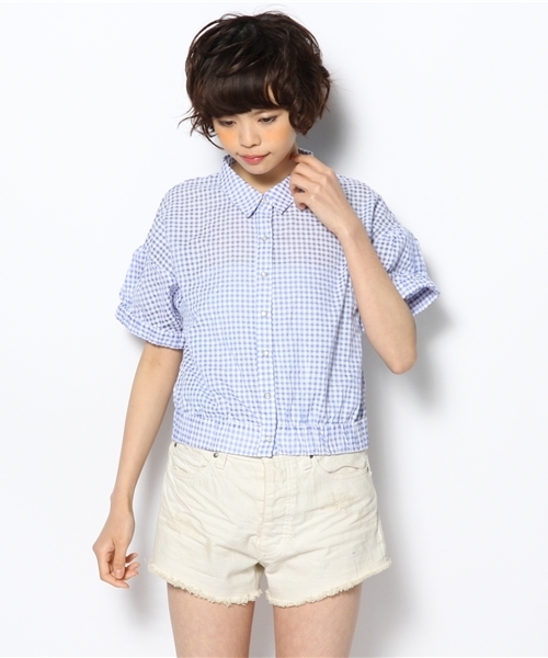 Kastane（カスタネ）の「【Kastane】ギンガムチェック半袖BZ（シャツ/ブラウス・レディース・レッド系その他/イエロー系その他/ブルー系その他・FREE）」の2枚目の写真