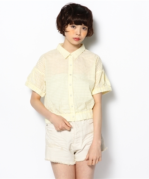 Kastane（カスタネ）の「【Kastane】ギンガムチェック半袖BZ（シャツ/ブラウス・レディース・レッド系その他/イエロー系その他/ブルー系その他・FREE）」の3枚目の写真