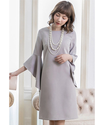 Retica（レティカ）の「パーティードレス Aライン フレアスリーブ 長袖 ひざ丈 タイト ワンピース 結婚式 低身長 20代 30代 大きいサイズ お呼ばれ（ドレス）」