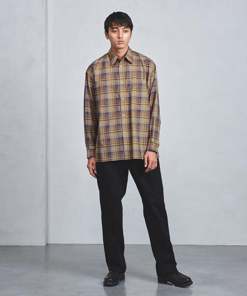 AURALEE チェック柄 長袖シャツ AURALEE ベージュ 長袖シャツ 胸