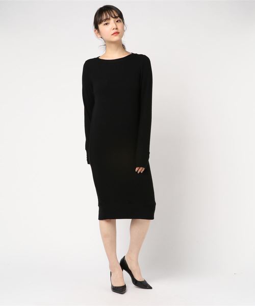 three dots(スリードッツ)の「ブラッシュドセーター ロングドレス(ワンピース・レディース・ダークグレー/ブラック/ボルドー・MEDIUM/SMALL/X-SMALL)」の4枚目の写真