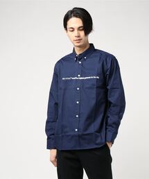 DOUBLE STEAL | Line Print ボタンダウンシャツ(シャツ/ブラウス)