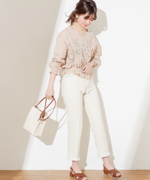 natural couture（ナチュラルクチュール）の「スカラップレースブラウス（シャツ/ブラウス・レディース・オフホワイト/ブラック/ベージュ/ラベンダー・FREE）」の19枚目の写真