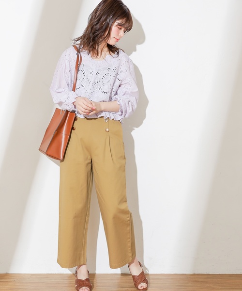 natural couture（ナチュラルクチュール）の「スカラップレースブラウス（シャツ/ブラウス・レディース・オフホワイト/ブラック/ベージュ/ラベンダー・FREE）」の9枚目の写真