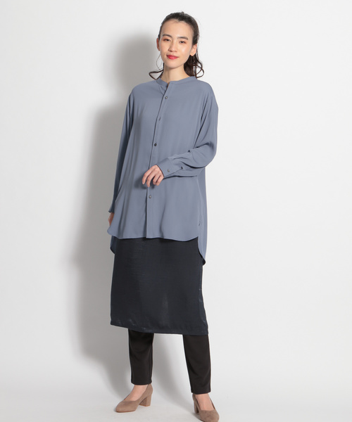 niko and...（ニコアンド）の「カラーシルキーチュニックシャツ（シャツ/ブラウス・レディース・オレンジ/ブルー/キャメル・MEDIUM/LARGE）」の12枚目の写真