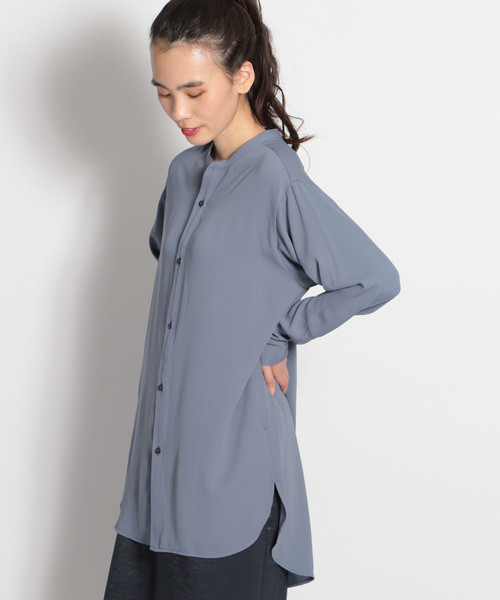 niko and...（ニコアンド）の「カラーシルキーチュニックシャツ（シャツ/ブラウス・レディース・オレンジ/ブルー/キャメル・MEDIUM/LARGE）」の6枚目の写真