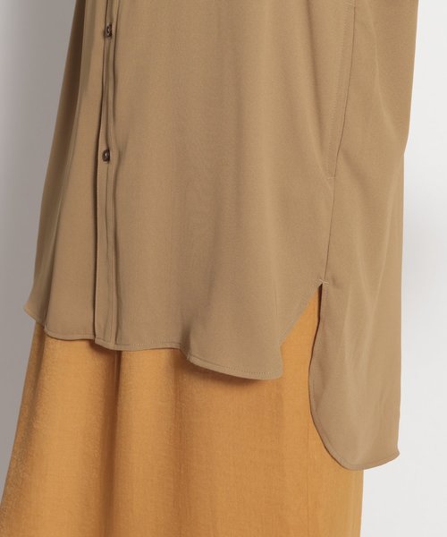 niko and...（ニコアンド）の「カラーシルキーチュニックシャツ（シャツ/ブラウス・レディース・オレンジ/ブルー/キャメル・MEDIUM/LARGE）」の9枚目の写真