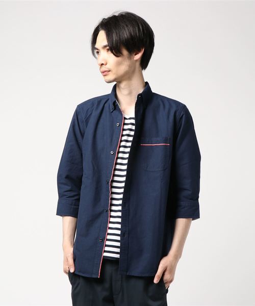 LB/S (エルビーエス)の「オックス 7分袖アンサンブル(シャツ/ブラウス・メンズ・ホワイト/ネイビー/ピンク/サックスブルー/スカイブルー・MEDIUM/X-LARGE/LARGE)」の2枚目の写真