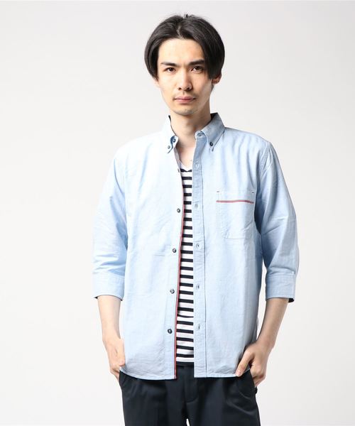 LB/S (エルビーエス)の「オックス 7分袖アンサンブル(シャツ/ブラウス・メンズ・ホワイト/ネイビー/ピンク/サックスブルー/スカイブルー・MEDIUM/X-LARGE/LARGE)」の4枚目の写真
