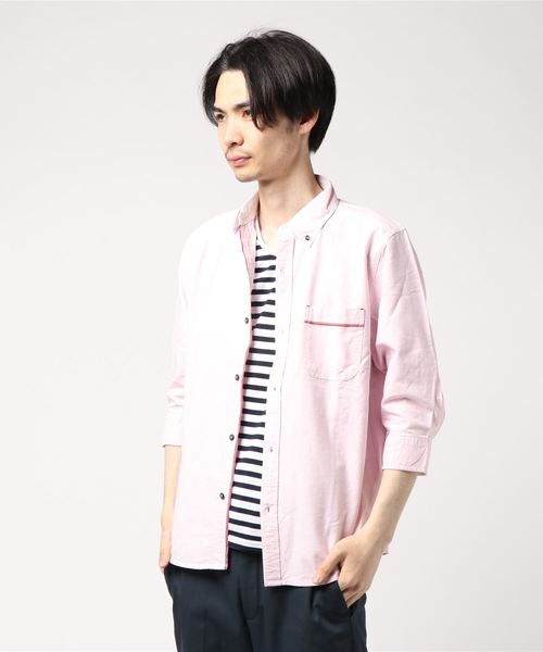 LB/S (エルビーエス)の「オックス 7分袖アンサンブル(シャツ/ブラウス・メンズ・ホワイト/ネイビー/ピンク/サックスブルー/スカイブルー・MEDIUM/X-LARGE/LARGE)」の5枚目の写真