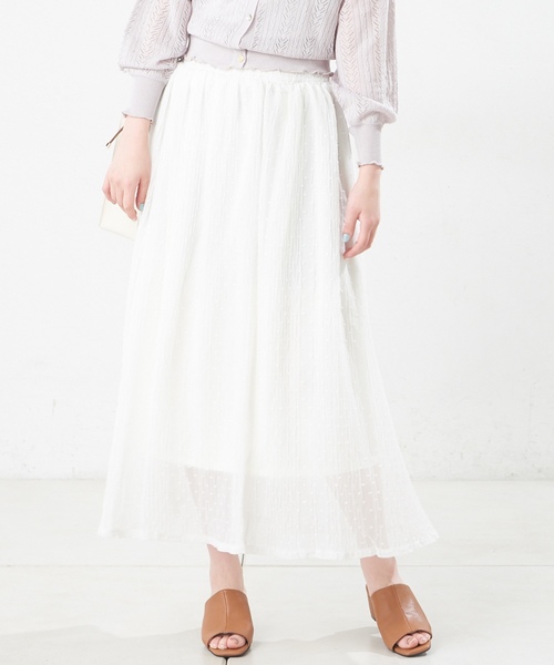 natural couture（ナチュラルクチュール）の「ドットジャガードボリュームスカート（スカート・レディース・ブラック/ブラウン/グレー/オフホワイト・FREE）」の2枚目の写真