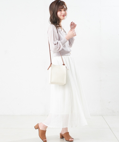 natural couture（ナチュラルクチュール）の「ドットジャガードボリュームスカート（スカート・レディース・ブラック/ブラウン/グレー/オフホワイト・FREE）」の5枚目の写真