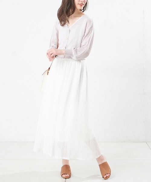 natural couture（ナチュラルクチュール）の「ドットジャガードボリュームスカート（スカート・レディース・ブラック/ブラウン/グレー/オフホワイト・FREE）」の10枚目の写真