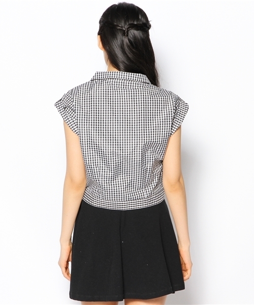 WEGO（ウィゴー）の「WEGO/ギンガムチェック前結び半袖シャツ（シャツ/ブラウス・レディース・ブラック/ブルー/レッド/ブルー系その他・MEDIUM/FREE）」の7枚目の写真