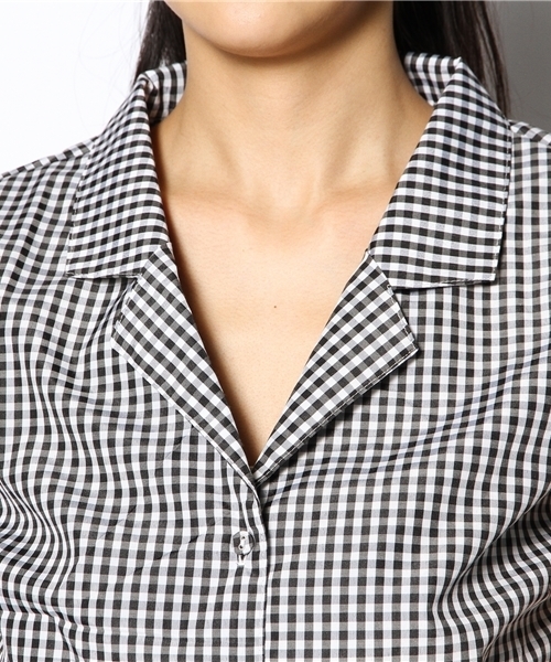 WEGO（ウィゴー）の「WEGO/ギンガムチェック前結び半袖シャツ（シャツ/ブラウス・レディース・ブラック/ブルー/レッド/ブルー系その他・MEDIUM/FREE）」の8枚目の写真