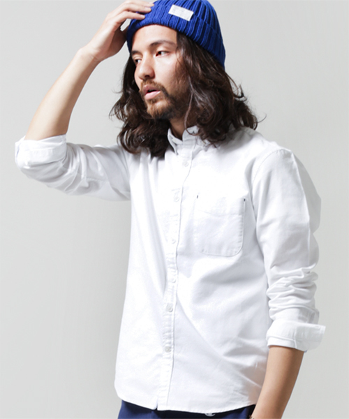 NANO universe（ナノユニバース）の「スーピマコットンOXシャツ（シャツ/ブラウス・メンズ・ホワイト/ラベンダー/ライトピンク/オレンジ/イエロー/サックスブルー/ネイビー・X-LARGE/MEDIUM/SMALL/LARGE）」の2枚目の写真