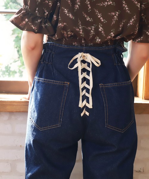 one after another NICE CLAUP（ワンアフターアナザーナイスクラップ）の「バックレースアップデニムパンツ（デニムパンツ・レディース・ブラック/ネイビー/ブルー・SMALL/MEDIUM）」の10枚目の写真