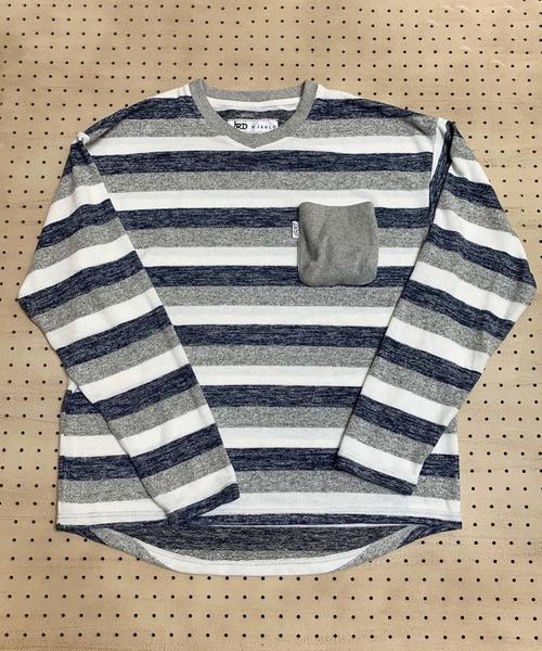 JRD by JARLD（ジェイアールディーバイジャールド）の「【JRD by JARLD】変形Vネックダックテイル起毛長袖ロングTeeシャツ（Tシャツ/カットソー・メンズ・グレー×ホワイト/マルチ・S/M/L）」の3枚目の写真