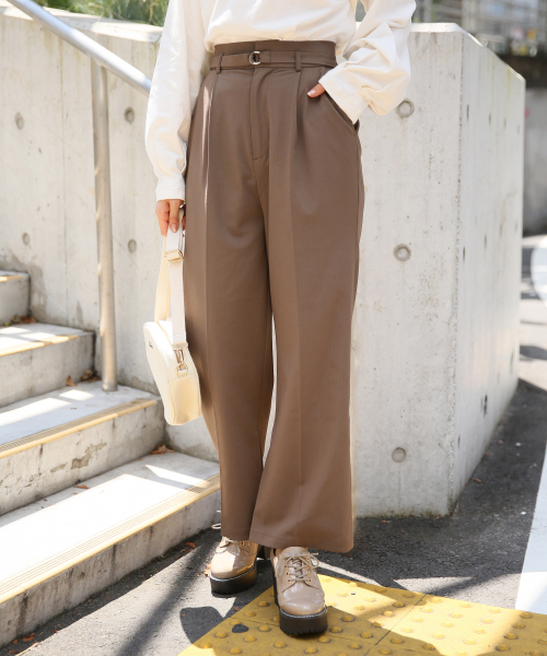 Heather(ヘザー)の「ホソベルトツキストレートパンツ 854187(パンツ)」|ブラウン