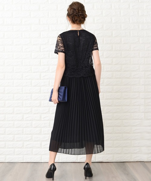 Lace Ladies(レースレディース)の「セットアップ風レース半袖×プリーツロングスカート フォーマルワンピース・ドレス(ドレス・レディース・ネイビー/ブラック・XL/XXL/S/M/L)」の18枚目の写真