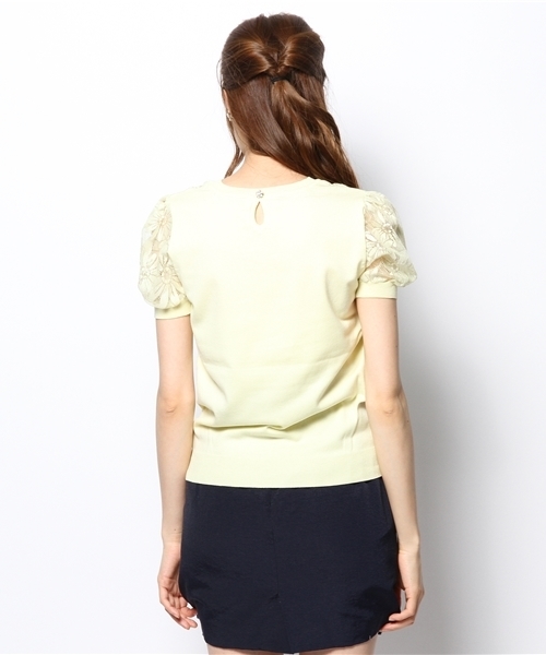 Rirandture（リランドチュール）の「レース透け半袖ニット（ニット/セーター・レディース・ホワイト/ブラック/ライトイエロー/オレンジ系その他・2）」の9枚目の写真