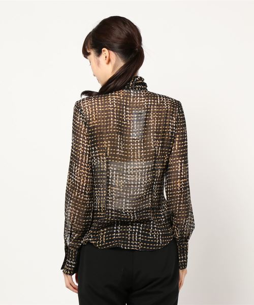 NARACAMICIE（ナラカミーチェ）の「ジオメトリックプリントシフォンフリル長袖ブラウス（シャツ/ブラウス・レディース・ブラック/パープル・SMALL/MEDIUM/LARGE）」の14枚目の写真