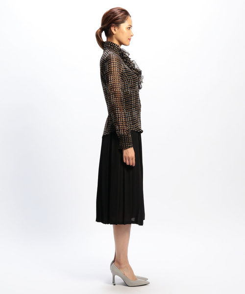 NARACAMICIE（ナラカミーチェ）の「ジオメトリックプリントシフォンフリル長袖ブラウス（シャツ/ブラウス・レディース・ブラック/パープル・SMALL/MEDIUM/LARGE）」の12枚目の写真