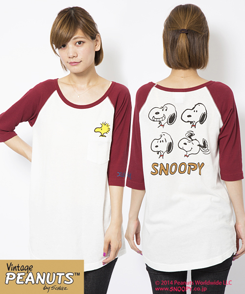 SNOOPY(スヌーピー)の「【スヌーピー】 SNOOPY B/B TEE(Tシャツ/カットソー・レディース・ブラック/バーガンディー/ブルー・1/2)」の3枚目の写真