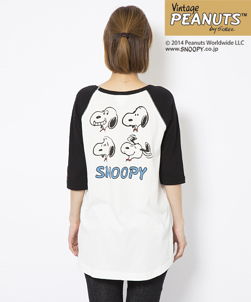 SNOOPY(スヌーピー)の「【スヌーピー】 SNOOPY B/B TEE(Tシャツ/カットソー・レディース・ブラック/バーガンディー/ブルー・1/2)」の7枚目の写真