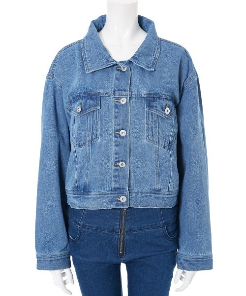 fifth（フィフス）の「オーバーサイズデニムジャケット（ライダースジャケット・レディース・ブルー・MEDIUM）」の2枚目の写真