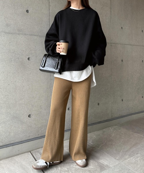 andme（アンドミー）の「ドローストリングリブニットパンツ（その他パンツ・レディース・ブラック/ベージュ/ライトベージュ・M/L）」の17枚目の写真