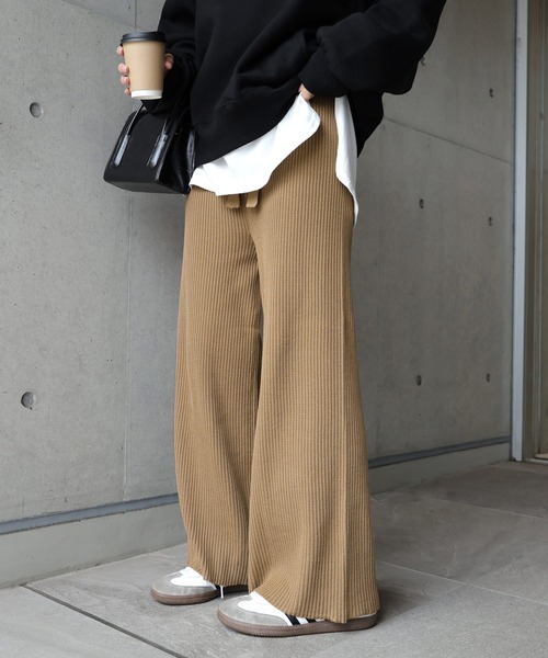 andme（アンドミー）の「ドローストリングリブニットパンツ（その他パンツ・レディース・ブラック/ベージュ/ライトベージュ・M/L）」の18枚目の写真