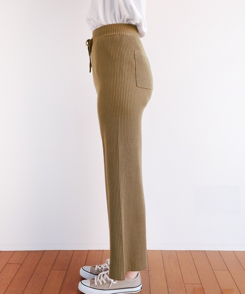 andme（アンドミー）の「ドローストリングリブニットパンツ（その他パンツ・レディース・ブラック/ベージュ/ライトベージュ・M/L）」の20枚目の写真