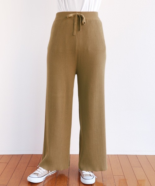 andme（アンドミー）の「ドローストリングリブニットパンツ（その他パンツ・レディース・ブラック/ベージュ/ライトベージュ・M/L）」の22枚目の写真