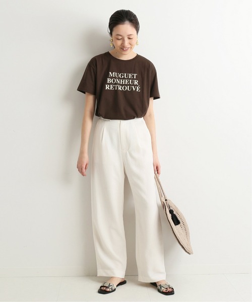SLOBE IENA（スローブイエナ）の「fleursロゴTシャツMuguet◆（Tシャツ/カットソー・レディース・ホワイト/ブラウン・FREE）」の4枚目の写真