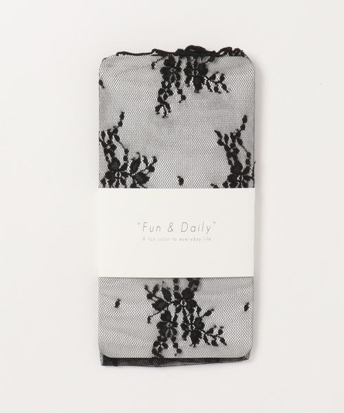 Fun & Daily(ファンアンドデイリー)の「F&D : レース柄チュールソックス(ソックス/靴下・レディース・ホワイト/ブラック/ピンク・FREE)」の4枚目の写真