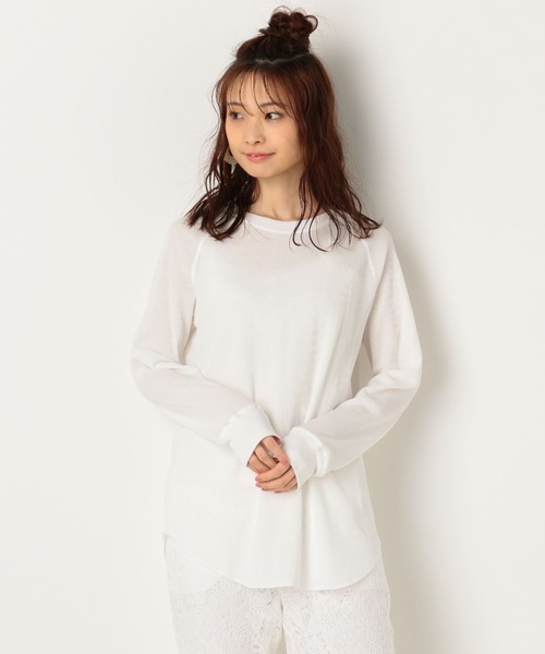 archives(アルシーヴ)の「ワッフルプルオーバー(Tシャツ/カットソー・レディース・グリーン/アイボリー/オフホワイト・MEDIUM)」の2枚目の写真