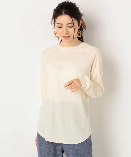 archives(アルシーヴ)の「ワッフルプルオーバー(Tシャツ/カットソー・レディース・グリーン/アイボリー/オフホワイト・MEDIUM)」の3枚目の写真