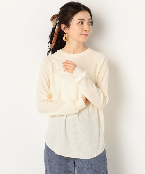 archives(アルシーヴ)の「ワッフルプルオーバー(Tシャツ/カットソー・レディース・グリーン/アイボリー/オフホワイト・MEDIUM)」の11枚目の写真