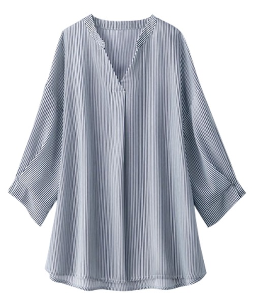 BELLUNA（ベルーナ）の「袖タックデザインブラウス（シャツ/ブラウス・レディース・ネイビー/ブルー系その他/オフホワイト/グレー系その他/ターコイズブルー・MEDIUM/LARGE/X-LARGE）」の5枚目の写真