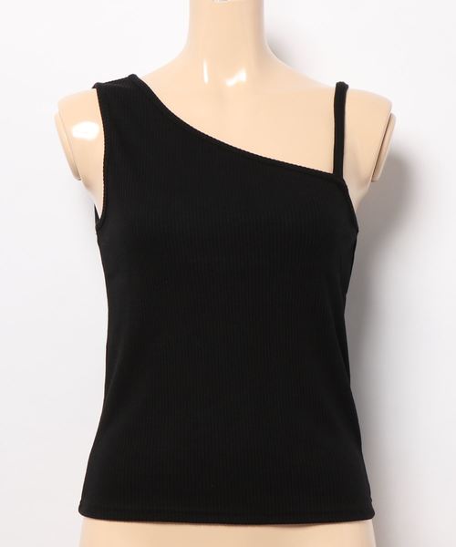 SpRay(スプレイ)の「アシメキャミタンク(タンクトップ・レディース・アイボリー/グレイッシュベージュ/ブラック/ダークブラウン/モカ/カーキ/グリーン/レンガ/ミント・FREE)」の18枚目の写真