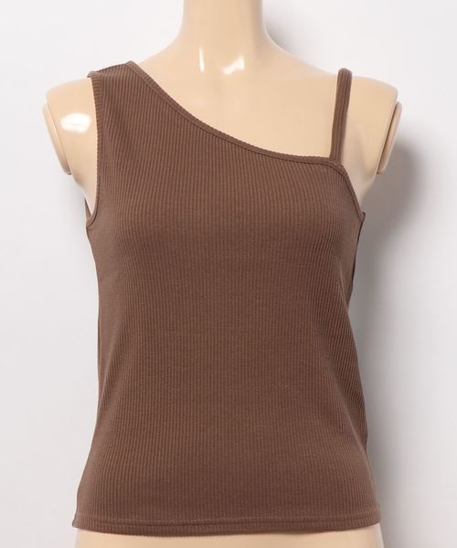 SpRay(スプレイ)の「アシメキャミタンク(タンクトップ・レディース・アイボリー/グレイッシュベージュ/ブラック/ダークブラウン/モカ/カーキ/グリーン/レンガ/ミント・FREE)」の16枚目の写真