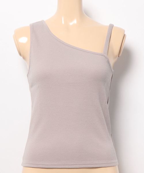 SpRay(スプレイ)の「アシメキャミタンク(タンクトップ・レディース・アイボリー/グレイッシュベージュ/ブラック/ダークブラウン/モカ/カーキ/グリーン/レンガ/ミント・FREE)」の14枚目の写真