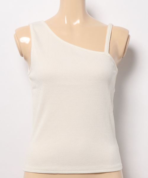 SpRay(スプレイ)の「アシメキャミタンク(タンクトップ・レディース・アイボリー/グレイッシュベージュ/ブラック/ダークブラウン/モカ/カーキ/グリーン/レンガ/ミント・FREE)」の13枚目の写真